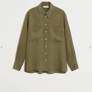 NWT Mango Lyocell Pocket Button-Down Shirt